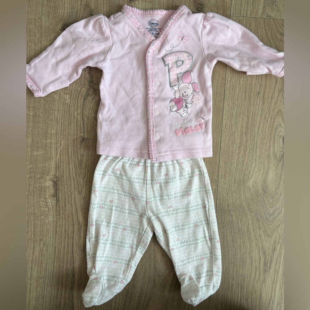 Disney Baby Piglet 2-Piece Outfit | 0–3 Months | Pink | Perfect Condition